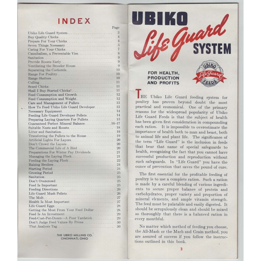Vintage Ubiko Life Guard System Poultry Feed Booklet Cincinnati Ohio VG - Picture 2 of 2